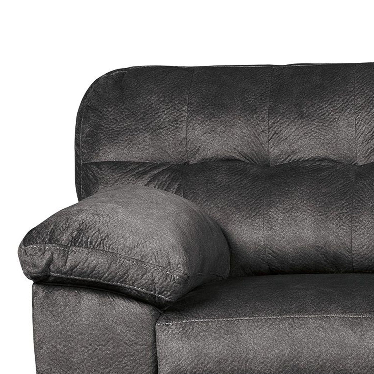 Canapé Acai, coussins capitonnés, accoudoirs en polyester gris, 94 pouces