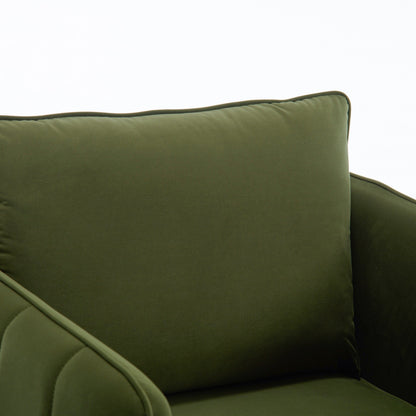 Fauteuil d'appoint pour salon, canapé simple confortable en velours, fauteuil moderne du milieu du siècle avec 1 coussin et pieds en métal