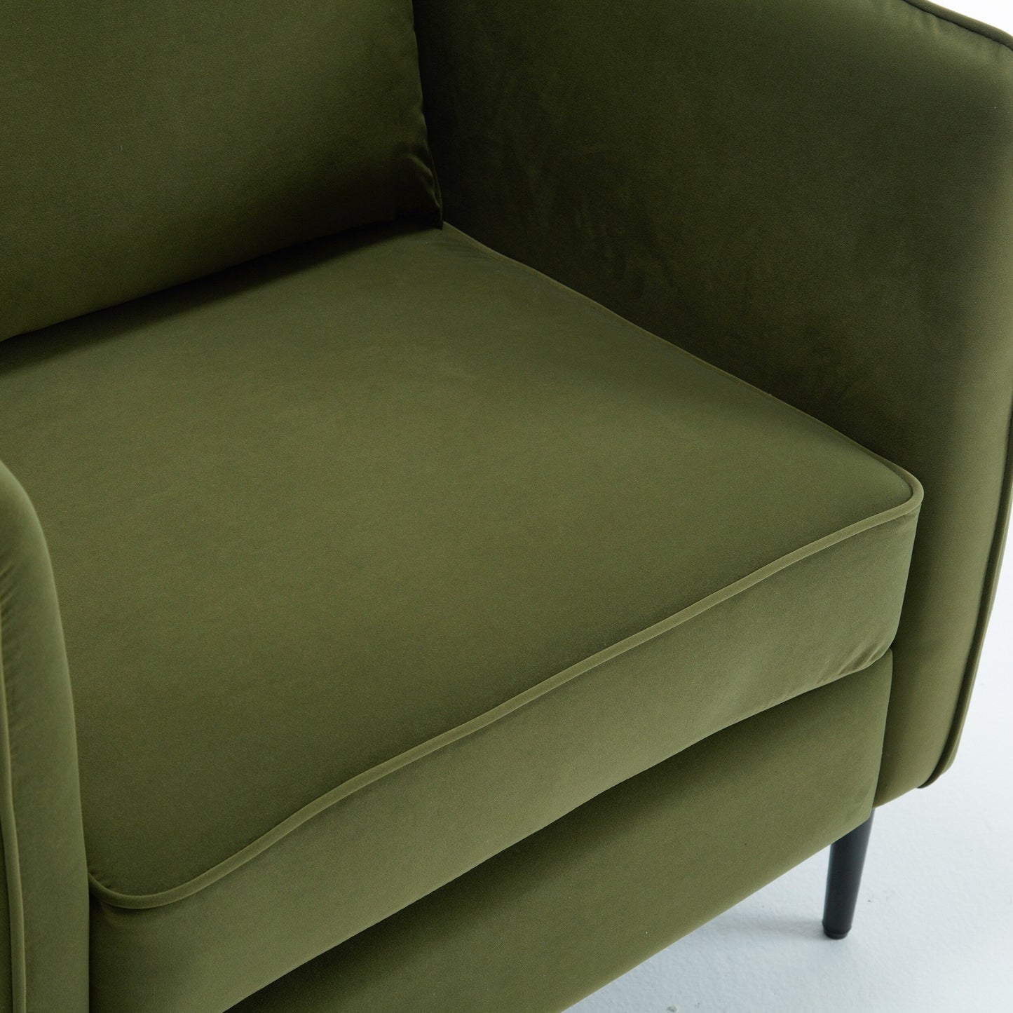 Fauteuil d'appoint pour salon, canapé simple confortable en velours, fauteuil moderne du milieu du siècle avec 1 coussin et pieds en métal