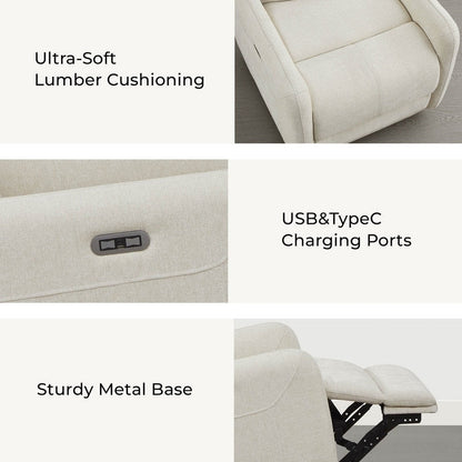 Fauteuil inclinable pivotant électrique Adalyn avec coussin lombaire