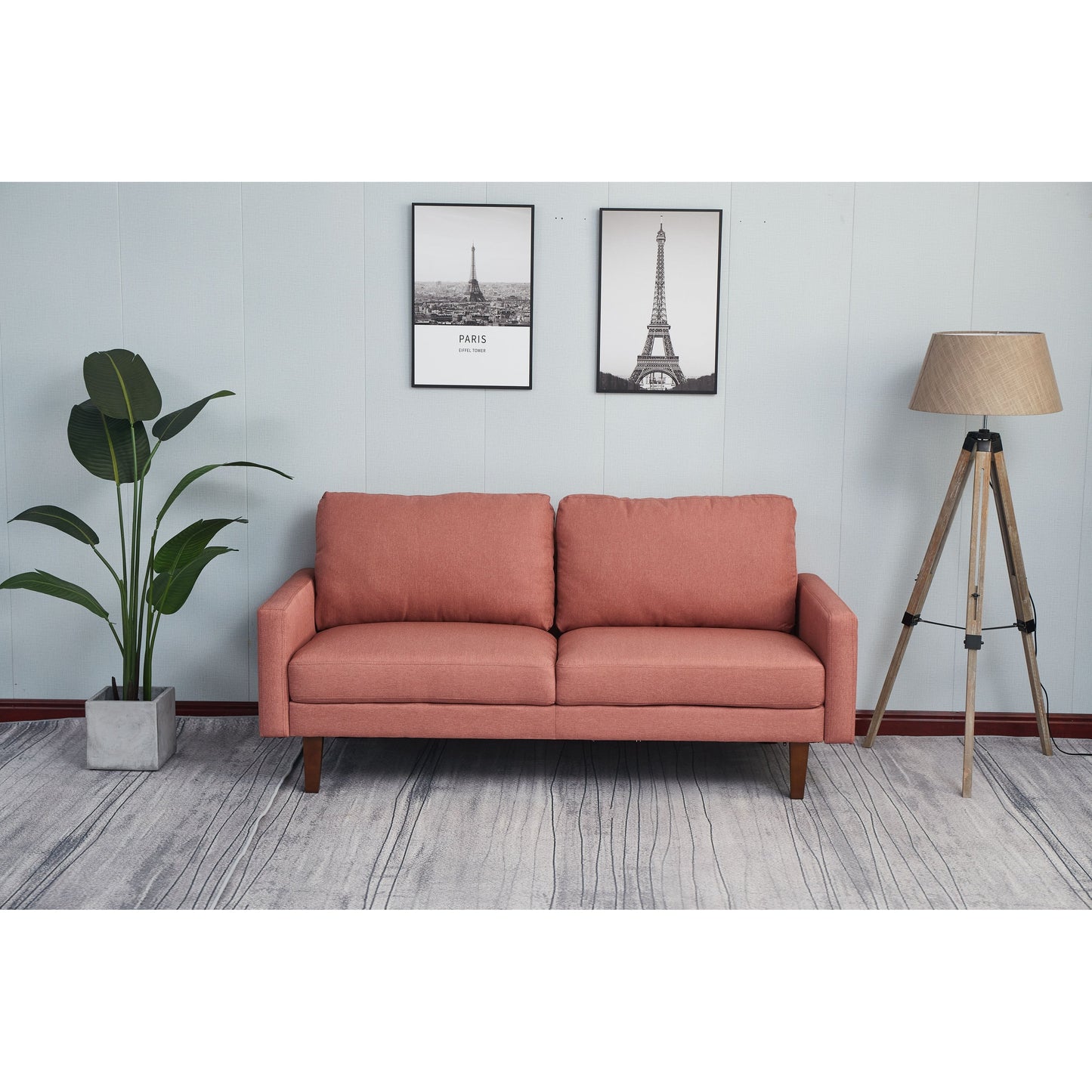 Canapé à accoudoirs carrés en lin Adelaide 70''