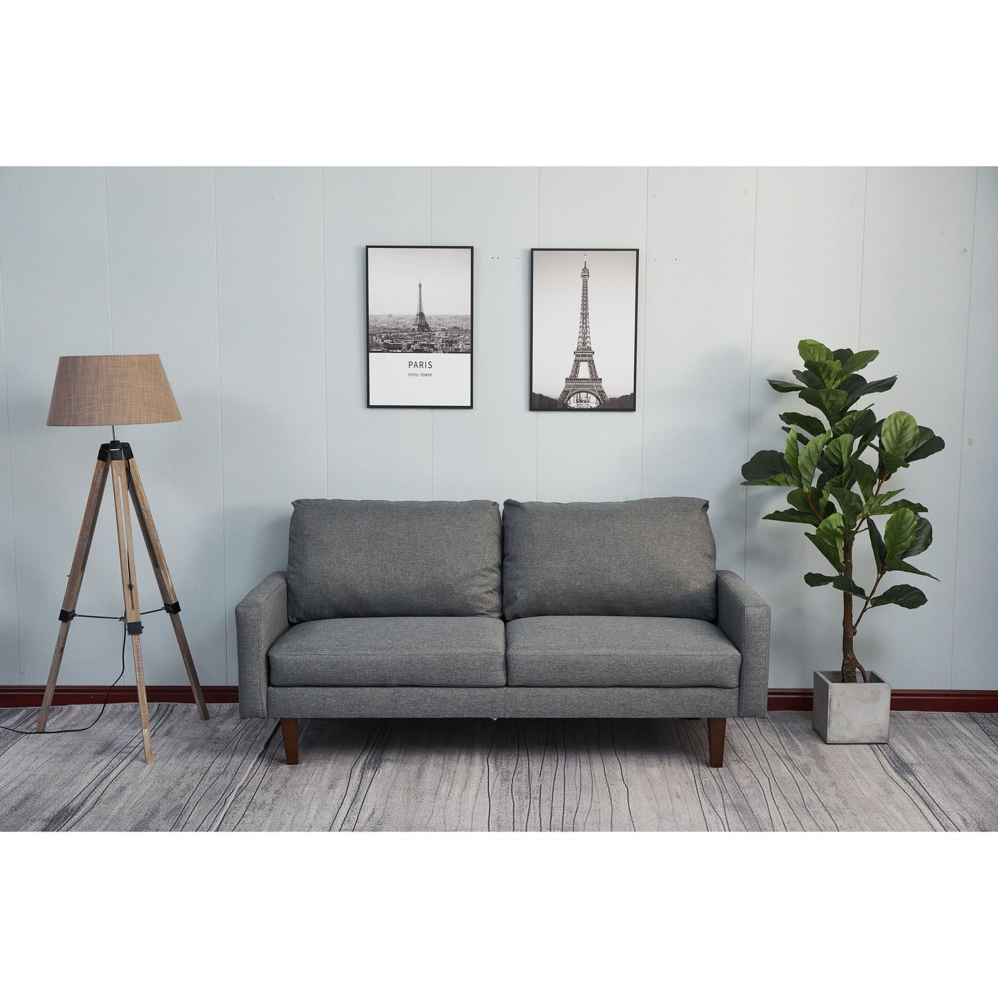 Canapé à accoudoirs carrés en lin Adelaide 70''