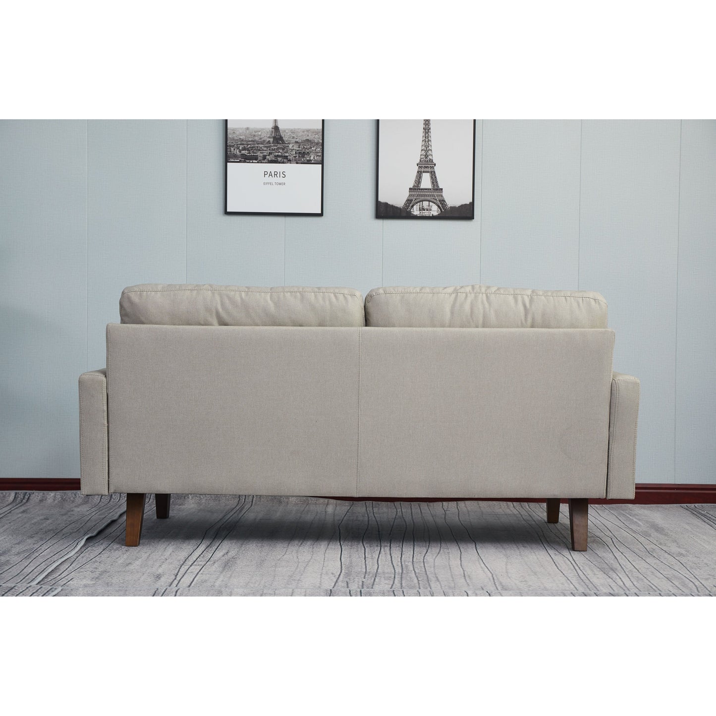 Canapé à accoudoirs carrés en lin Adelaide 70''