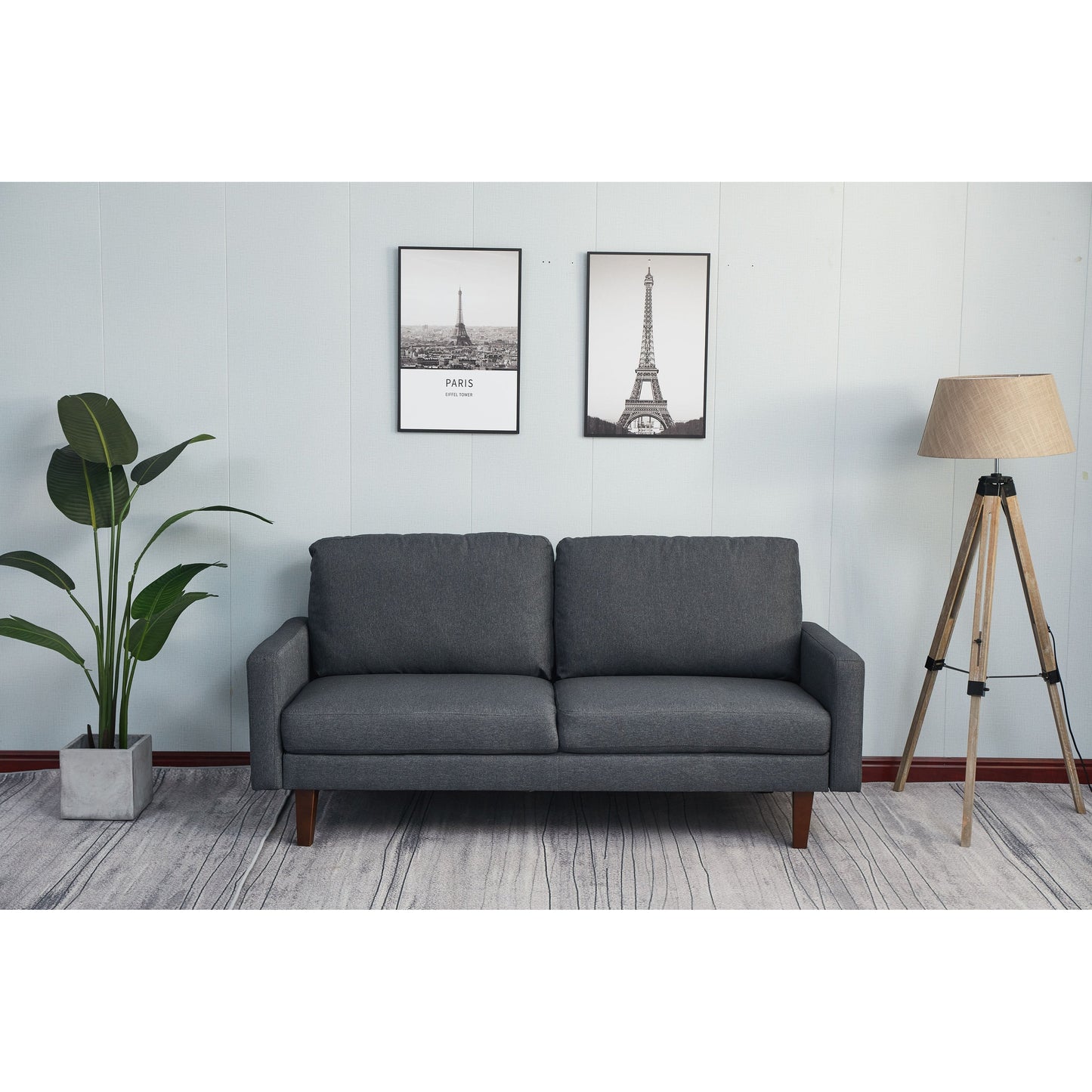 Canapé à accoudoirs carrés en lin Adelaide 70''