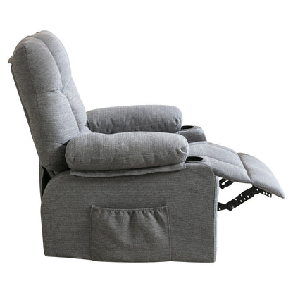 Fauteuil inclinable réglable avec massage, chauffage, ports USB, deux porte-gobelets et rangement latéral