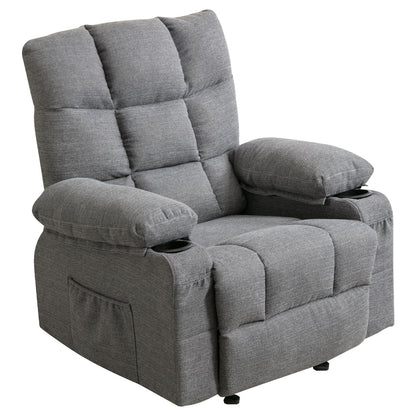 Fauteuil inclinable réglable avec massage, chauffage, ports USB, deux porte-gobelets et rangement latéral pratique