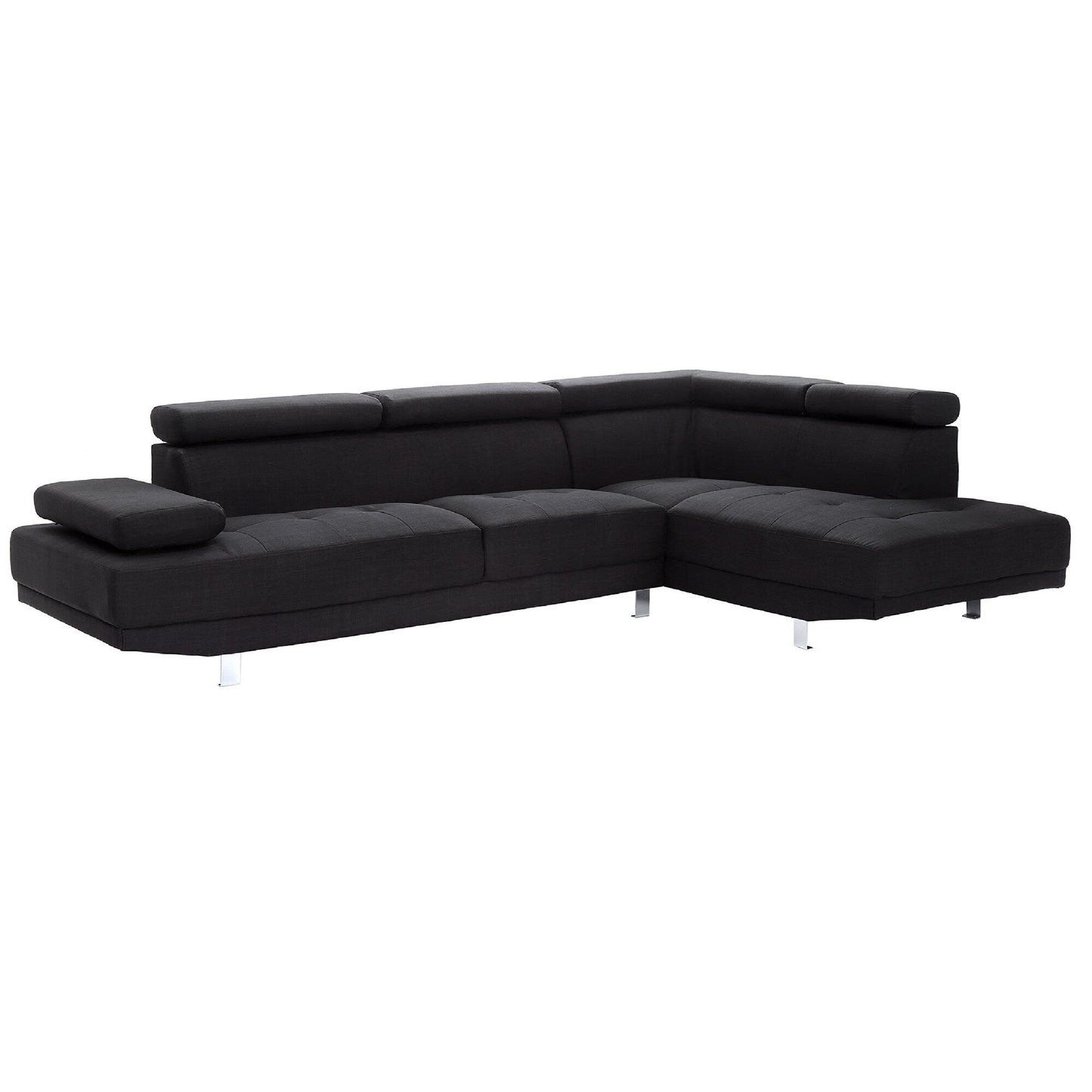 Canapé sectionnel réglable en L en sergé - 109 - Noir