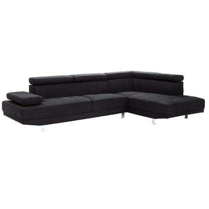Canapé sectionnel réglable en L en sergé - 109 - Noir