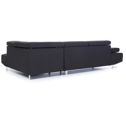 Canapé sectionnel réglable en L en sergé - 109 - Noir