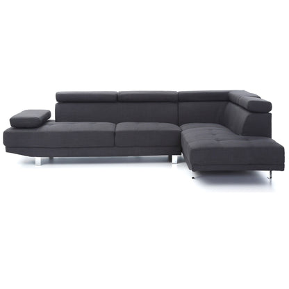 Canapé sectionnel réglable en L en sergé - 109 - Noir