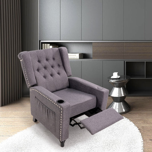 Fauteuil inclinable à dossier réglable, fauteuil clouté, grand canapé rembourré