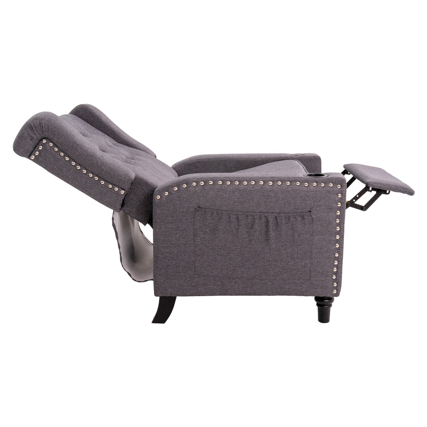 Fauteuil inclinable à dossier réglable, fauteuil clouté, grand canapé rembourré