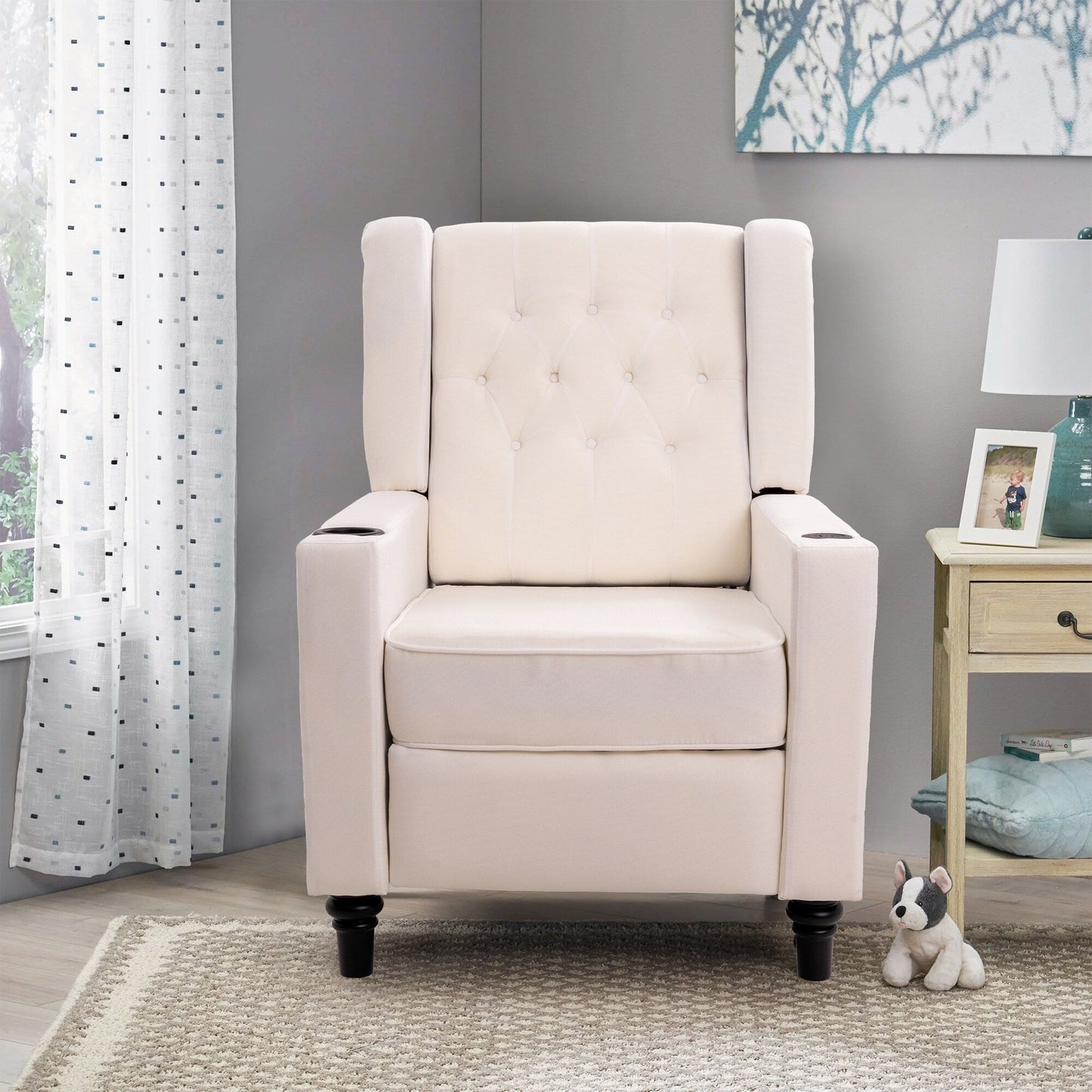 Fauteuil inclinable à dossier réglable, fauteuil clouté, grand canapé rembourré