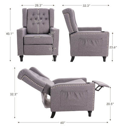 Fauteuil inclinable à dossier réglable, fauteuil clouté, grand canapé rembourré