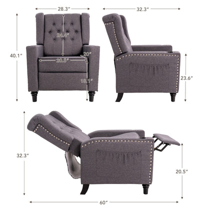 Fauteuil inclinable à dossier réglable, fauteuil clouté, grand canapé rembourré
