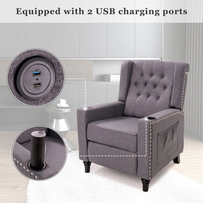 Fauteuil inclinable à dossier réglable, fauteuil clouté, grand canapé rembourré