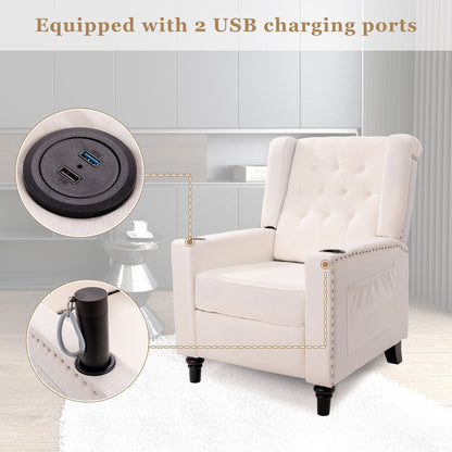 Fauteuil inclinable à dossier réglable, fauteuil clouté, grand canapé rembourré