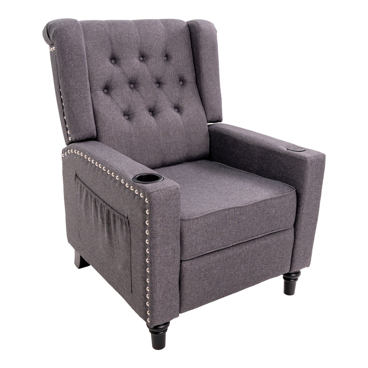 Fauteuil inclinable à dossier réglable, fauteuil clouté, grand canapé rembourré