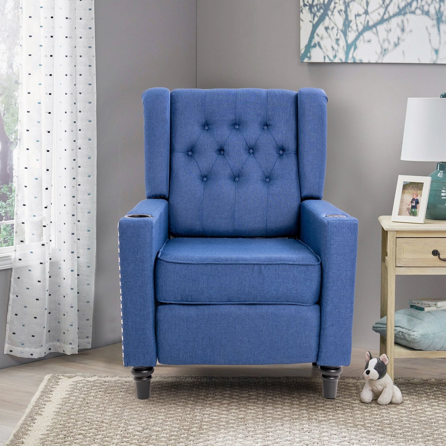 Fauteuil inclinable à dossier réglable, fauteuil clouté, grand canapé rembourré