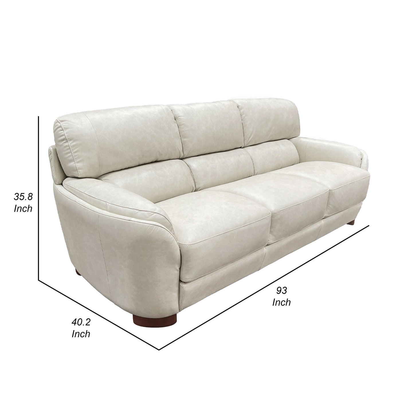 Canapé Aera 93 pouces, cuir italien capitonné pleine fleur gris glacier moelleux