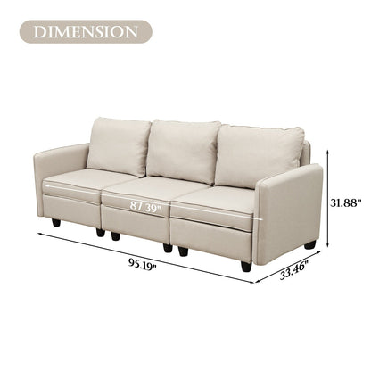 Canapé avec rangement, canapé rembourré avec tissu en lin moderne