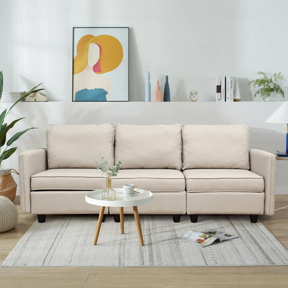 Canapé avec rangement, canapé rembourré avec tissu en lin moderne