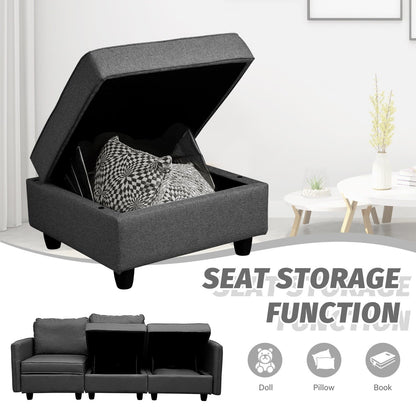 Canapé avec rangement, canapé rembourré avec tissu en lin moderne