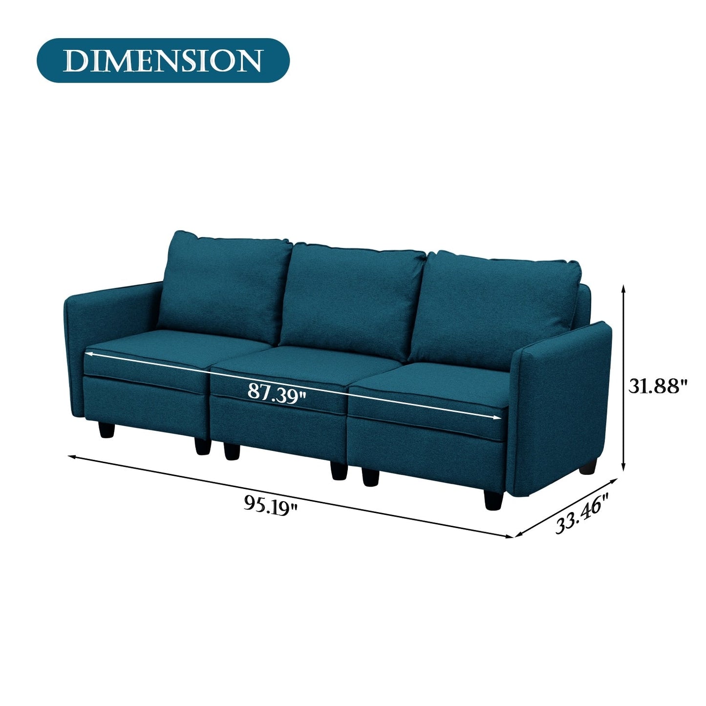 Canapé avec rangement, canapé rembourré avec tissu en lin moderne