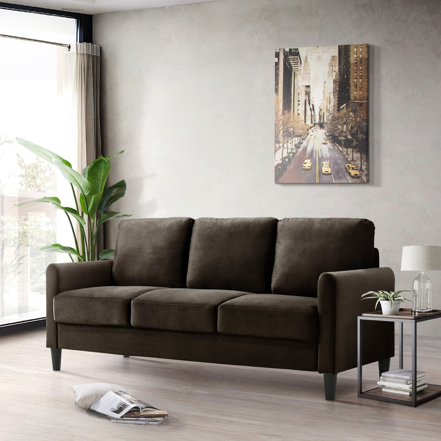 Ensemble de salon avec accoudoirs en velours Clayfell Airell