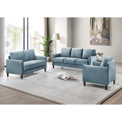 Ensemble de salon avec accoudoirs en velours Clayfell Airell