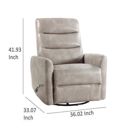 Fauteuil inclinable manuel pivotant Aki, repose-pieds réglable, similicuir gris