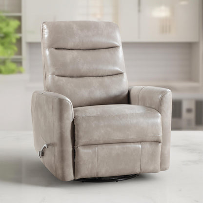 Fauteuil inclinable manuel pivotant Aki, repose-pieds réglable, similicuir gris