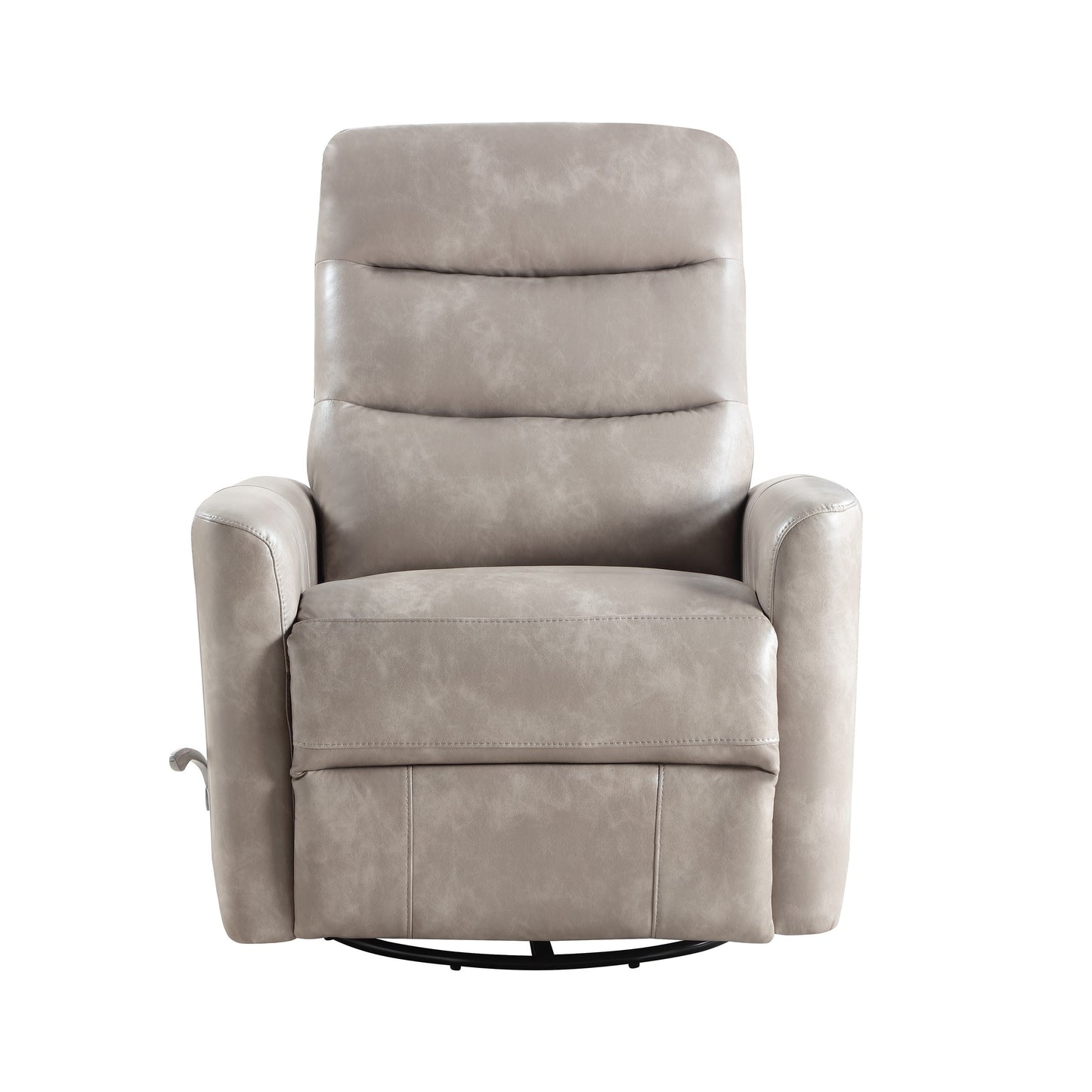 Fauteuil inclinable manuel pivotant Aki, repose-pieds réglable, similicuir gris