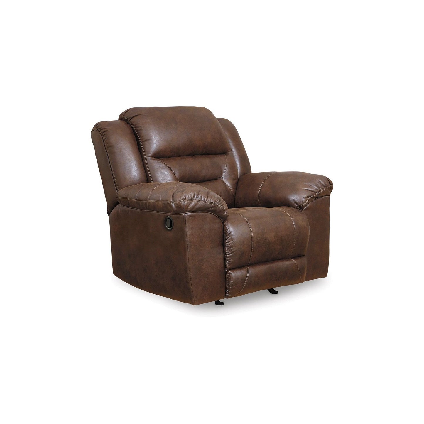 Fauteuil inclinable à bascule manuel Aky, similicuir lisse marron chocolat