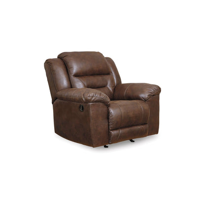 Fauteuil inclinable à bascule manuel Aky, similicuir lisse marron chocolat