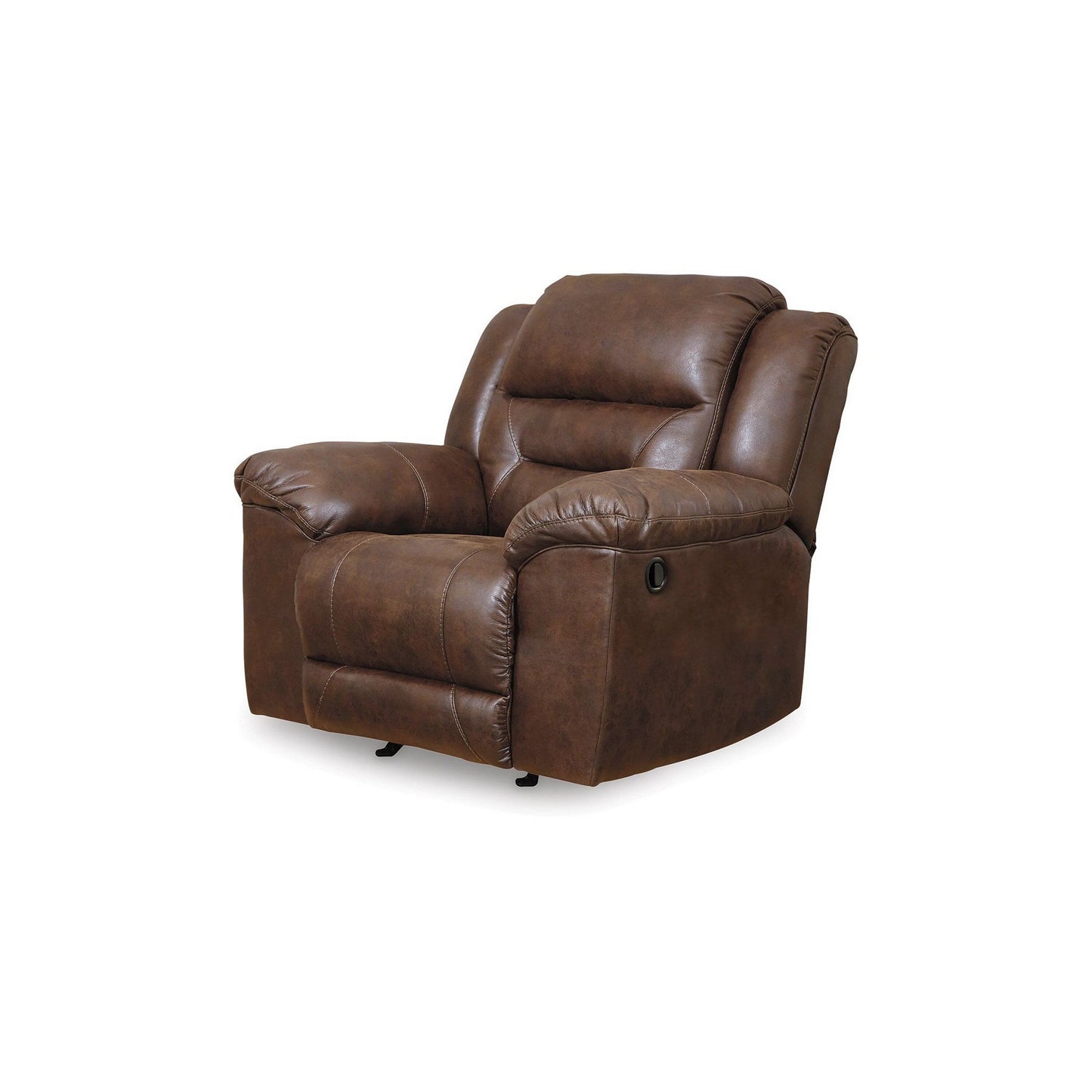 Fauteuil inclinable à bascule manuel Aky, similicuir lisse marron chocolat
