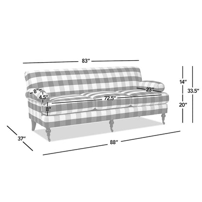 Canapé de salon Alana Lawson de 88 pouces « Canapé à trois coussins avec accoudoirs roulés et dossier serré » Assemblage minimal requis
