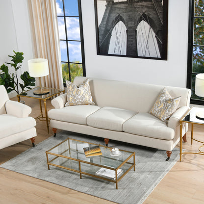 Canapé de salon Alana Lawson de 88 pouces « Canapé à trois coussins avec accoudoirs roulés et dossier serré » Assemblage minimal requis