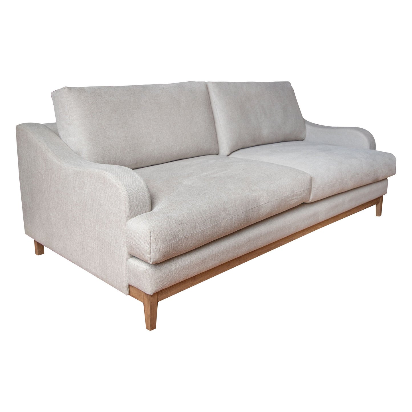 Canapé Alfi, 2 coussins, détails de style classique, bois massif, polyester beige