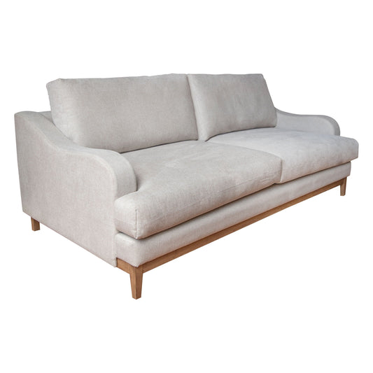 Canapé Alfi, 2 coussins, détails de style classique, bois massif, polyester beige