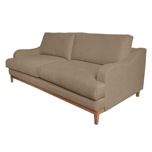 Canapé Alfi, 2 coussins, détails de style classique, bois massif, polyester marron