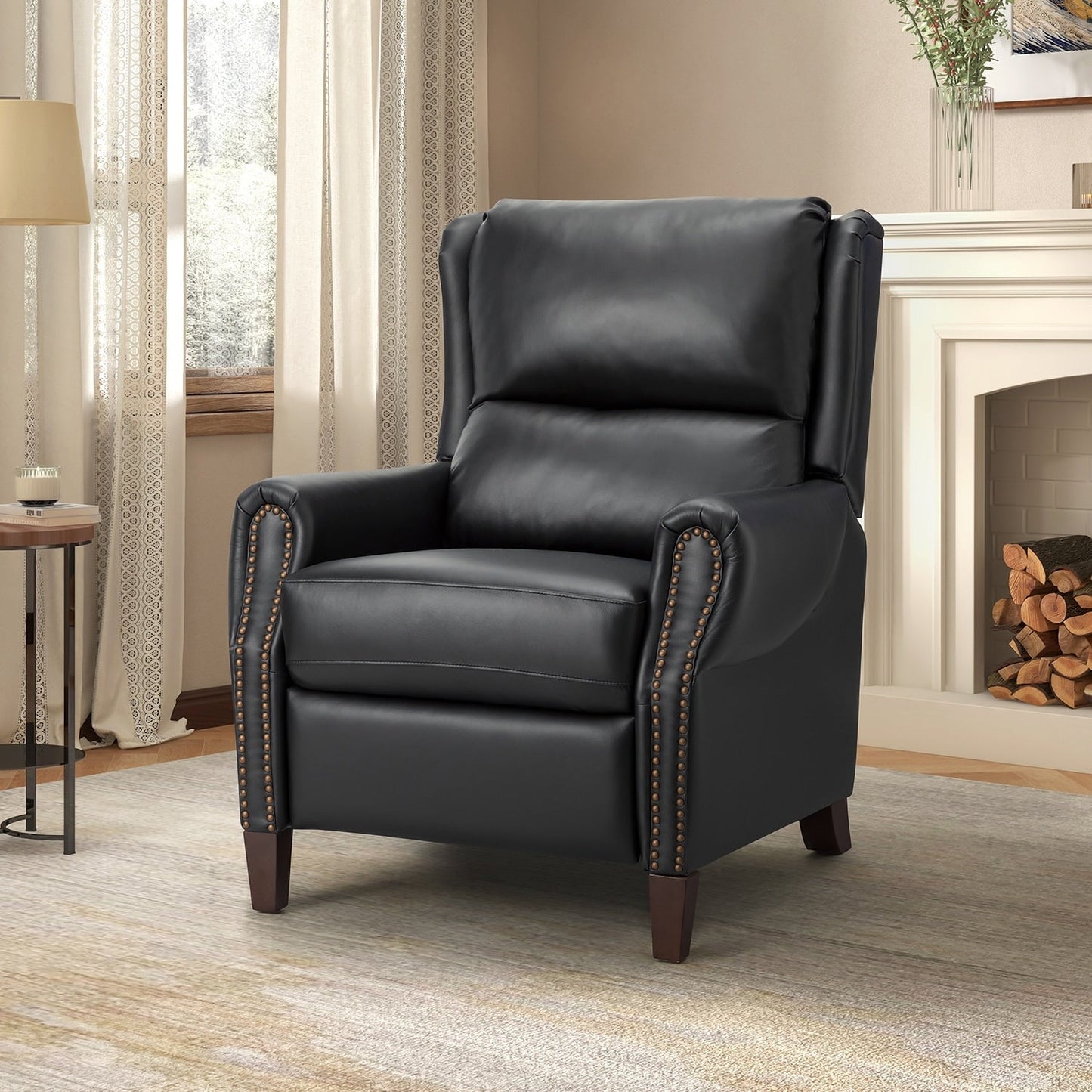 Fauteuil inclinable manuel large en cuir véritable Alicia 32,68