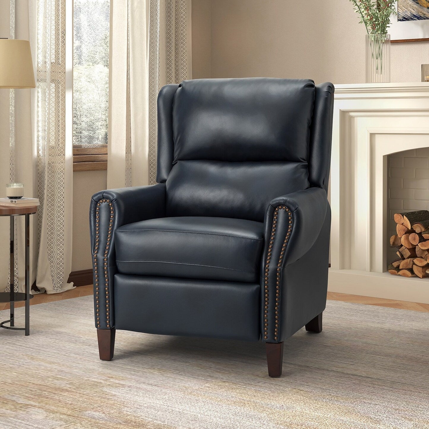 Fauteuil inclinable manuel large en cuir véritable Alicia 32,68
