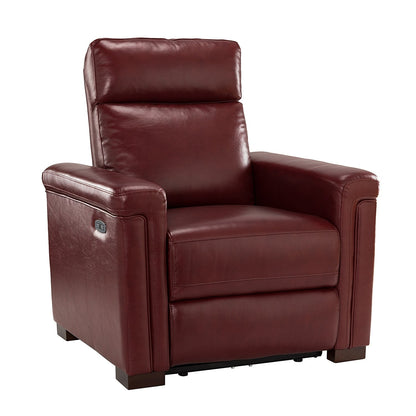 Fauteuil inclinable électrique classique contemporain Alicia 34,65 pouces de large en cuir véritable avec port USB