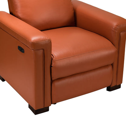 Fauteuil inclinable électrique classique contemporain Alicia 34,65 pouces de large en cuir véritable avec port USB