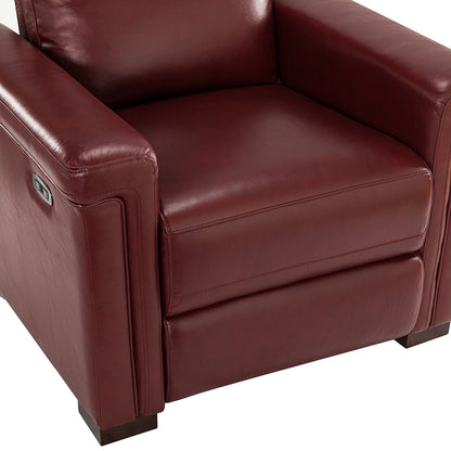 Fauteuil inclinable électrique classique contemporain Alicia 34,65 pouces de large en cuir véritable avec port USB