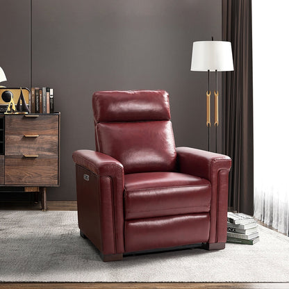 Fauteuil inclinable électrique classique contemporain Alicia 34,65 pouces de large en cuir véritable avec port USB