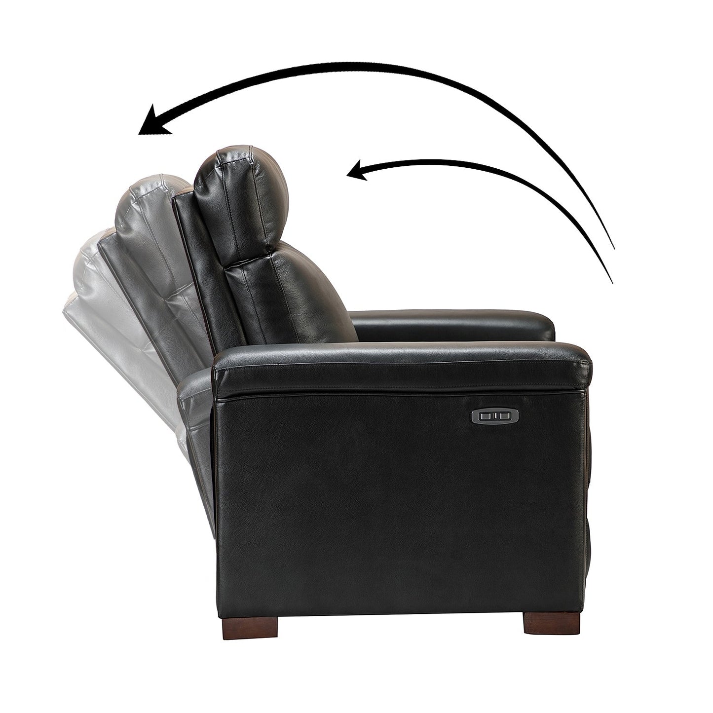 Fauteuil inclinable électrique classique contemporain Alicia 34,65 pouces en cuir véritable avec port USB (lot de 2)
