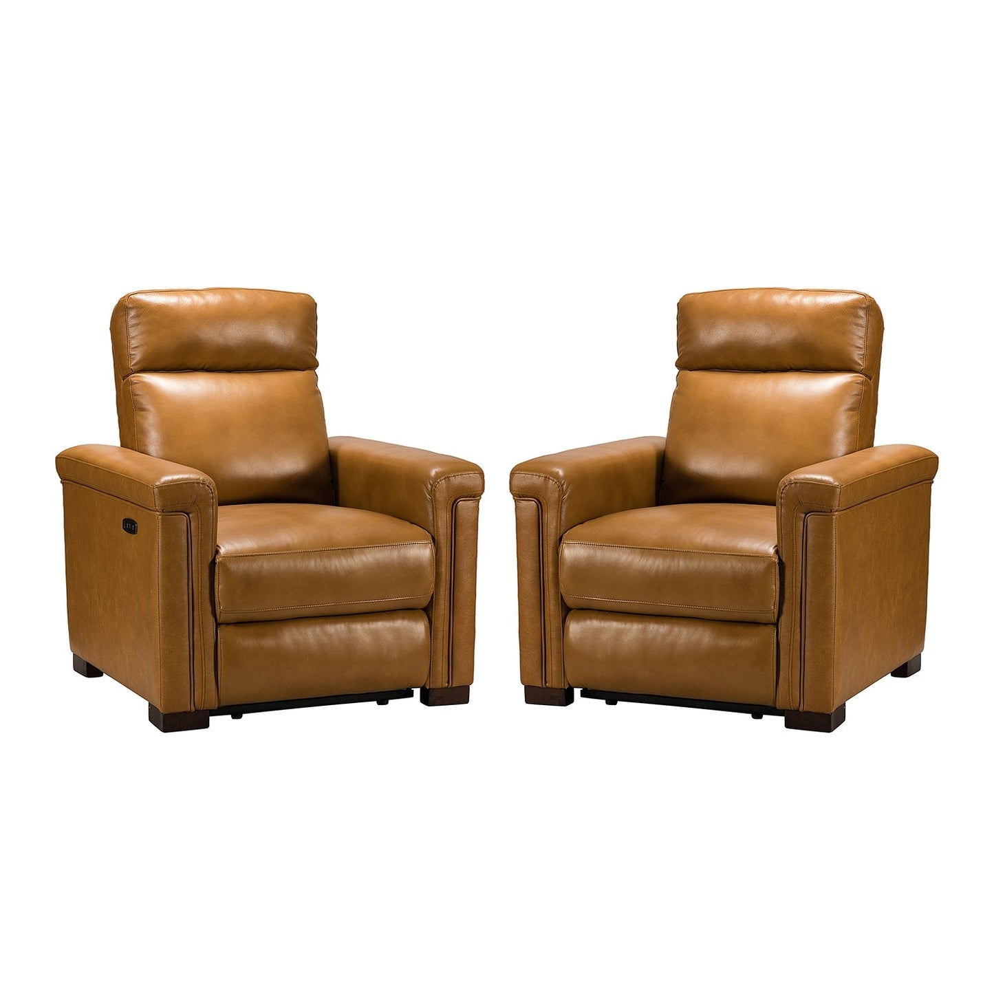 Fauteuil inclinable électrique classique contemporain Alicia 34,65 pouces en cuir véritable avec port USB (lot de 2)