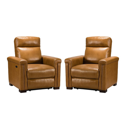 Fauteuil inclinable électrique classique contemporain Alicia 34,65 pouces en cuir véritable avec port USB (lot de 2)